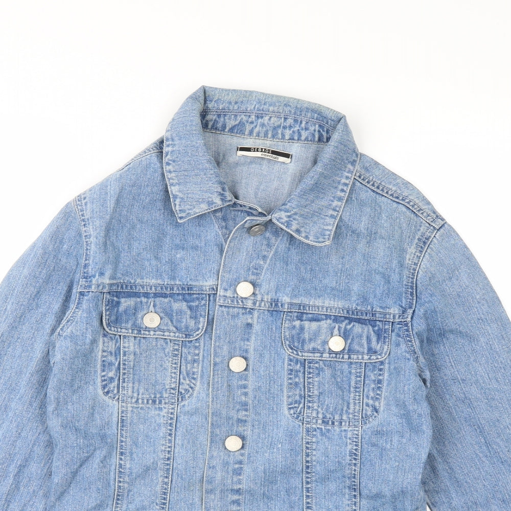 George Womens Blue  Denim Overcoat Coat Size S