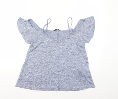 Womens UK Size 10 New Look Blue Basic T-Shirt