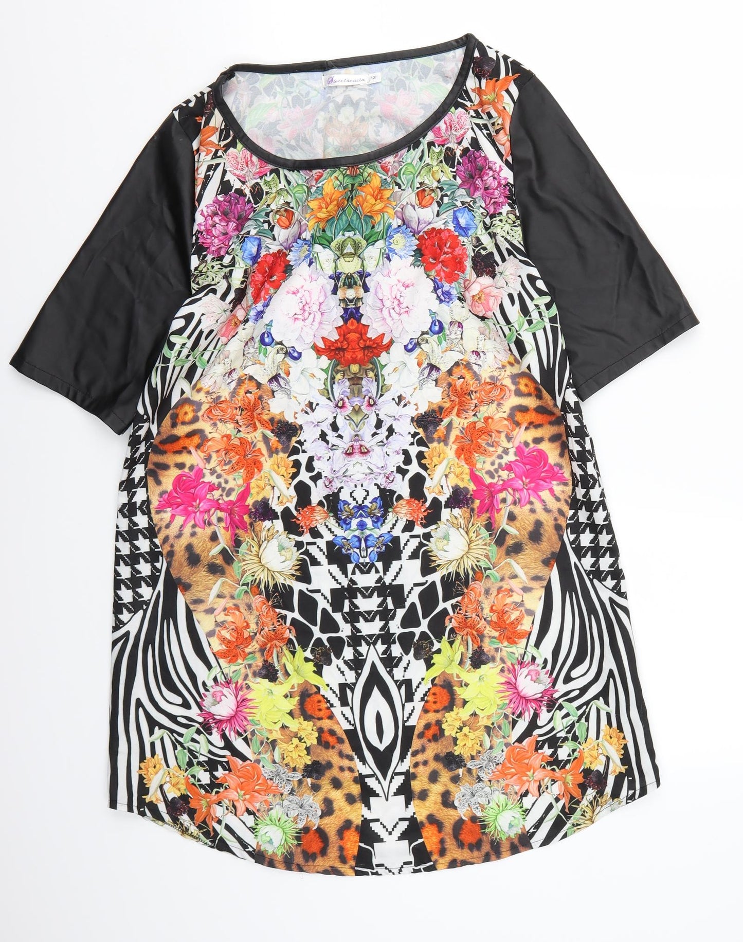 Sweetaeacia Womens Multicoloured Floral  T-Shirt Dress  Size 12