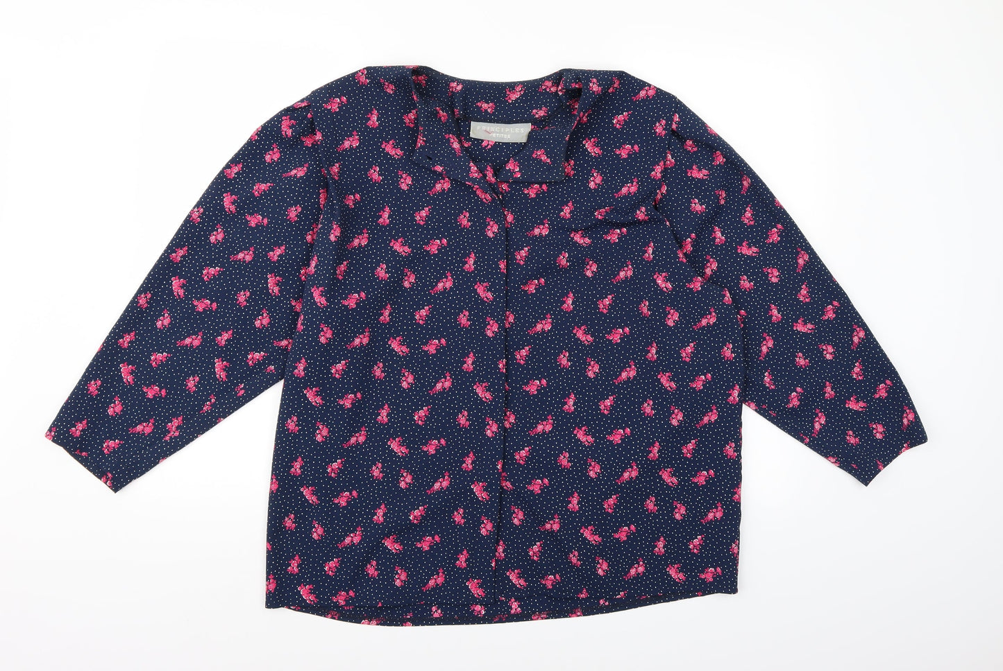 Principles Womens Blue Floral Rayon Jacket Blazer Size 14