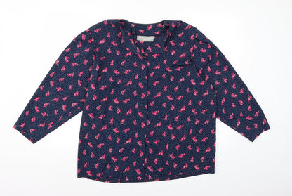 Principles Womens Blue Floral Rayon Jacket Blazer Size 14