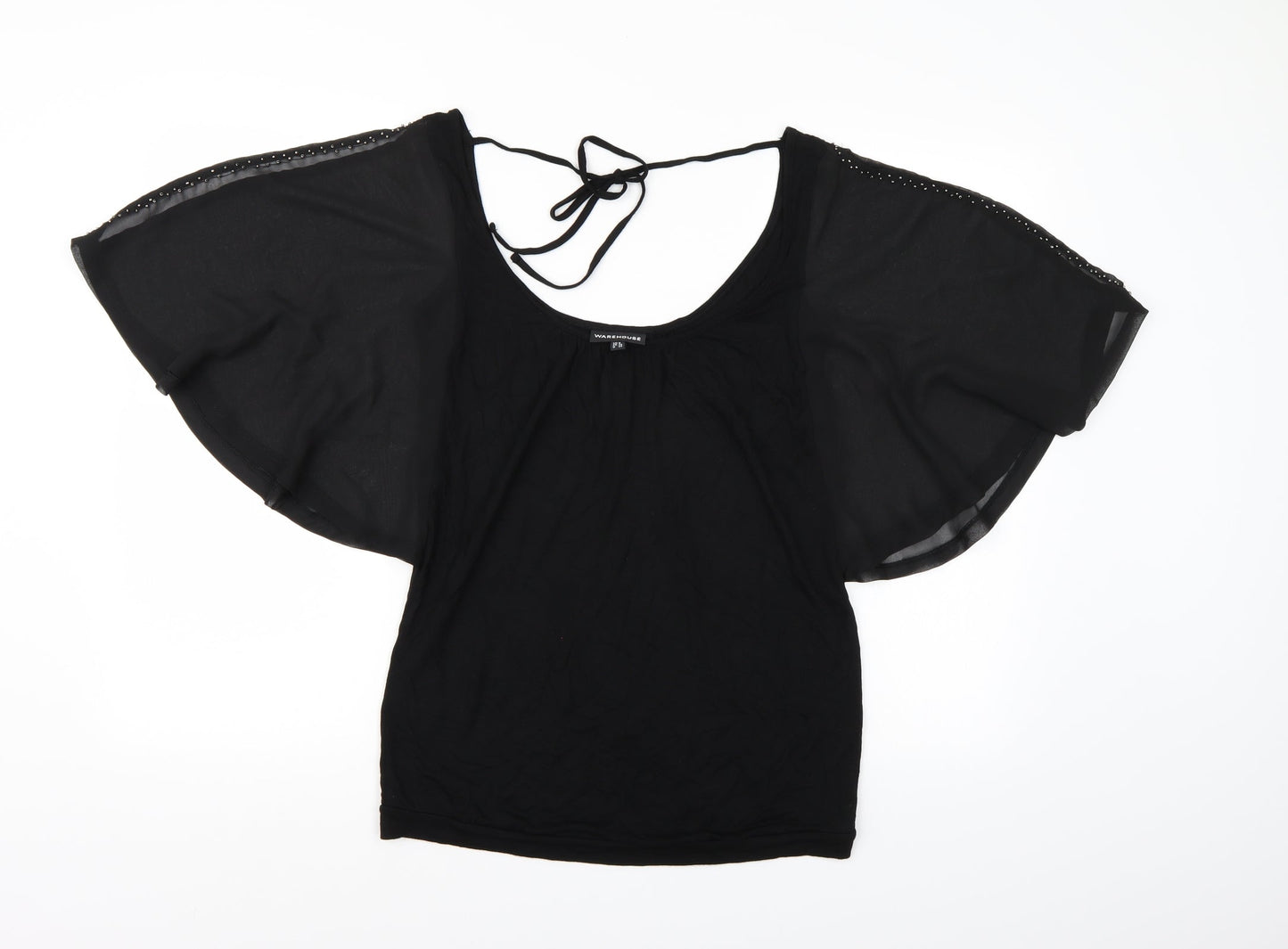 Womens UK Size 8 Warehouse Black Basic Blouse
