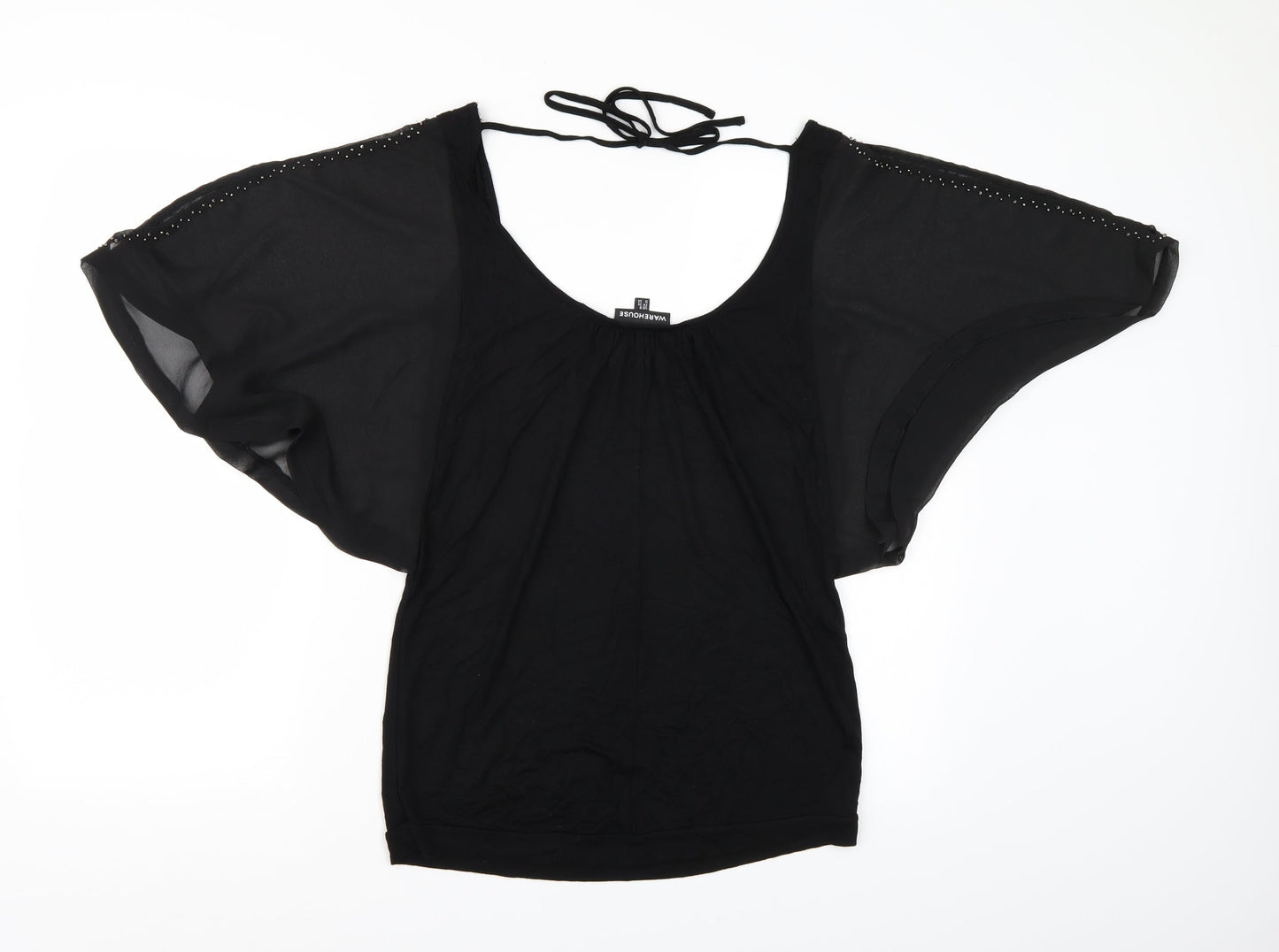 Womens UK Size 8 Warehouse Black Basic Blouse