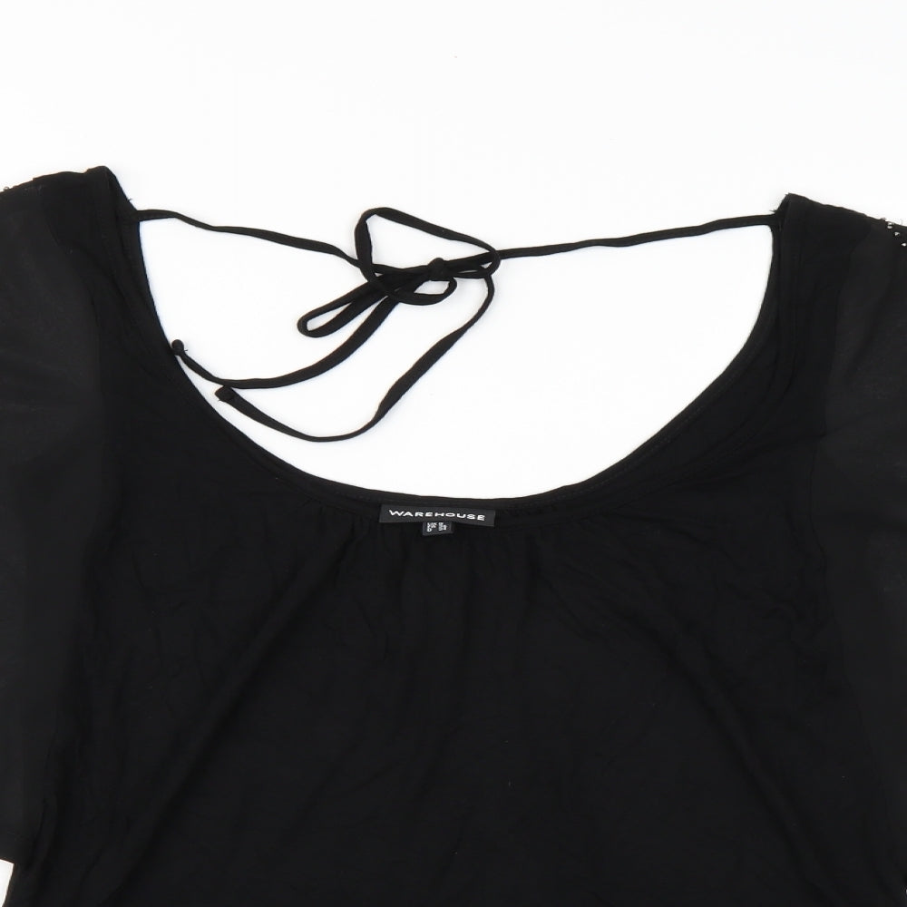 Womens UK Size 8 Warehouse Black Basic Blouse