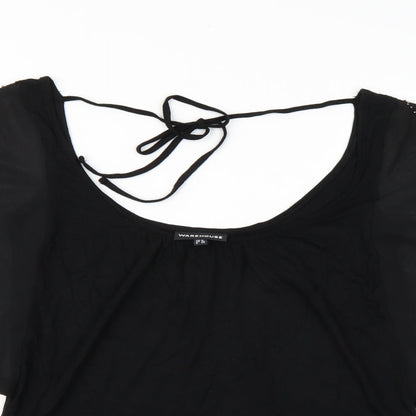 Womens UK Size 8 Warehouse Black Basic Blouse