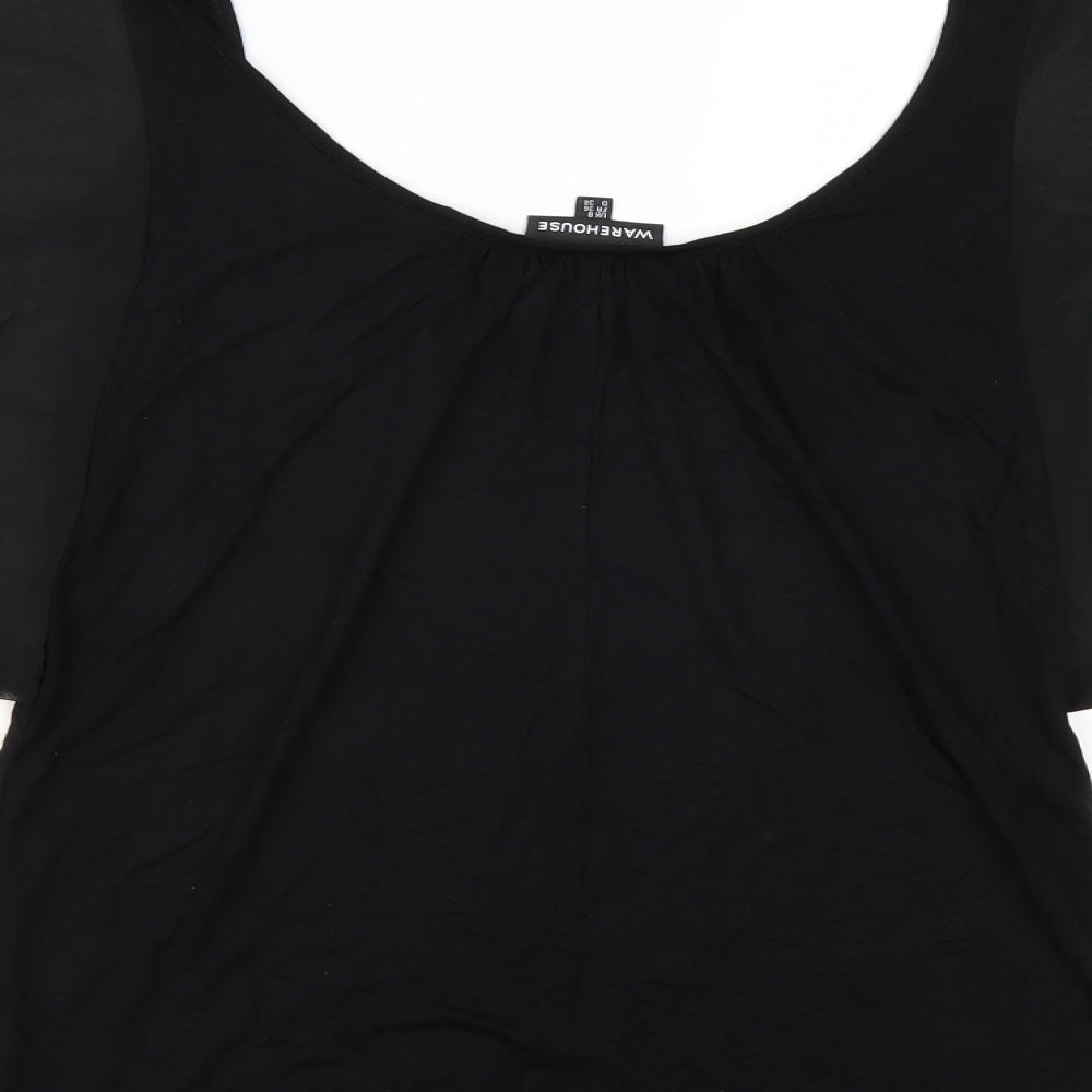 Womens UK Size 8 Warehouse Black Basic Blouse