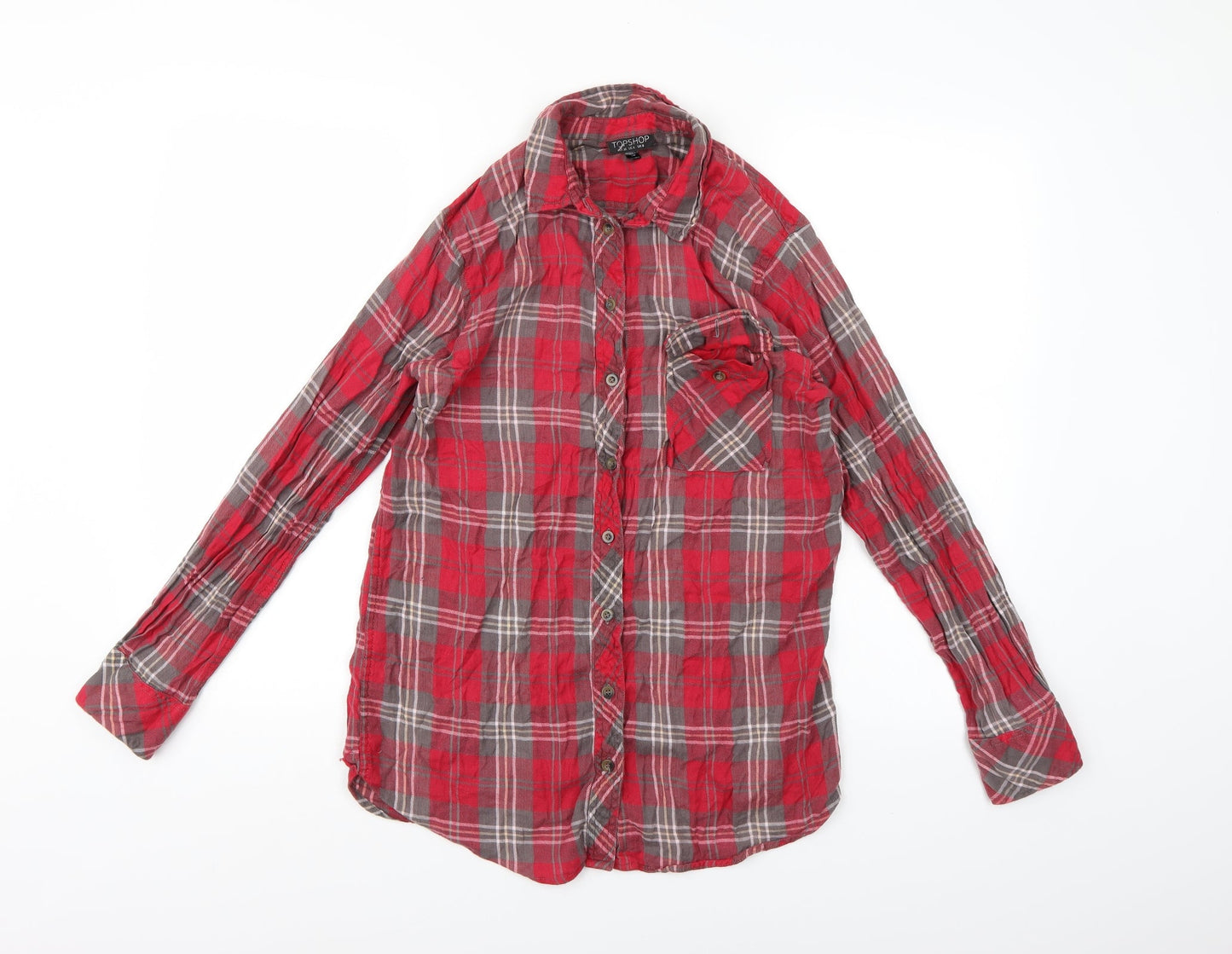 Womens UK Size 8 Topshop Pink Basic Button-Up