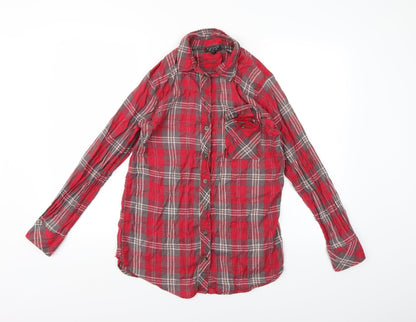 Womens UK Size 8 Topshop Pink Basic Button-Up