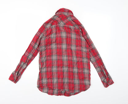 Womens UK Size 8 Topshop Pink Basic Button-Up
