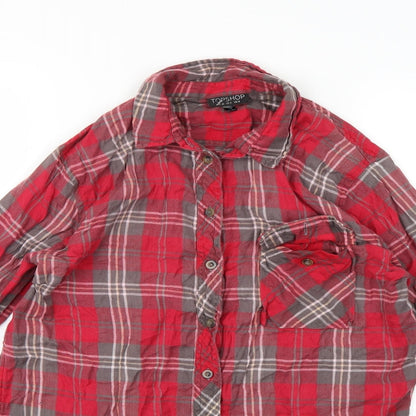 Womens UK Size 8 Topshop Pink Basic Button-Up