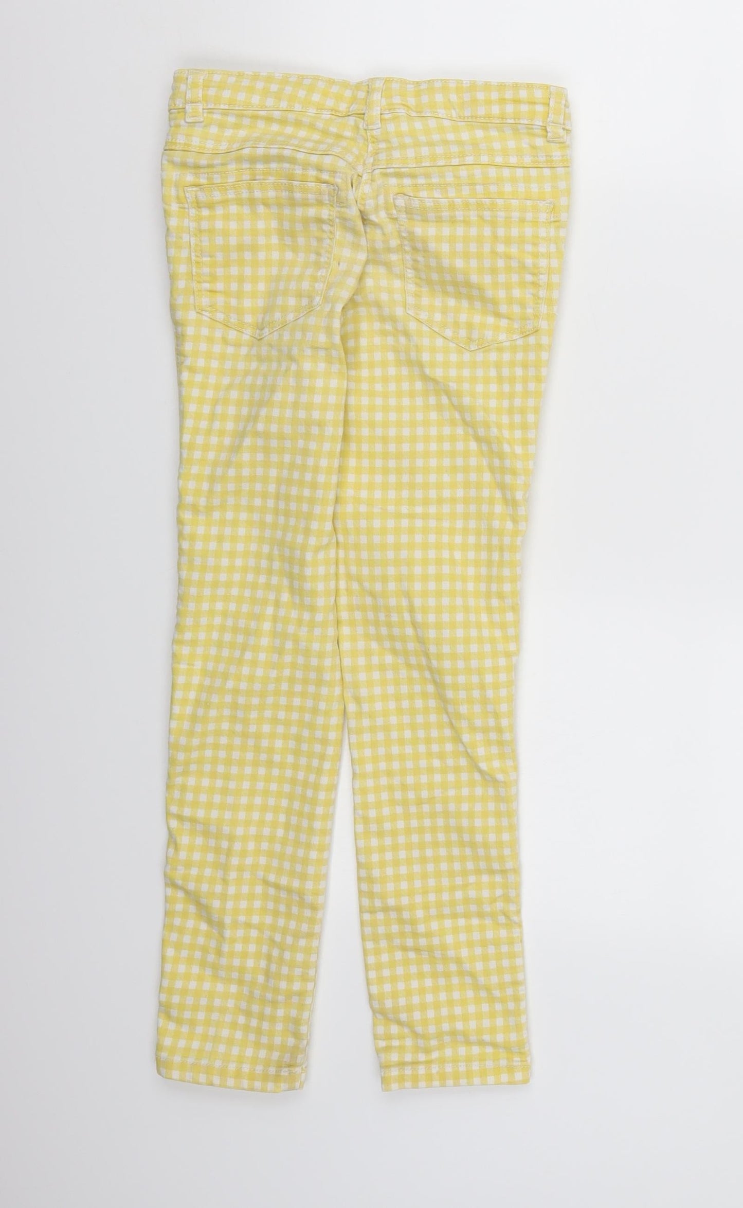 NEXT Girls Yellow Check Denim Skinny Jeans Size 9 Years