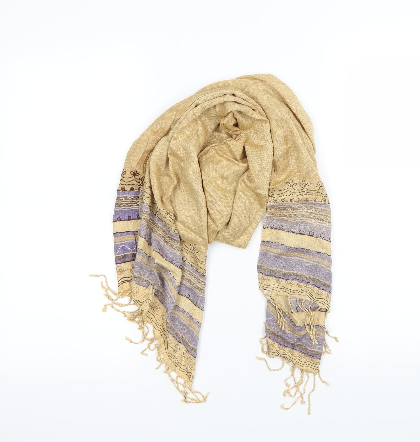 Preworn Unisex Beige Geometric   Scarf