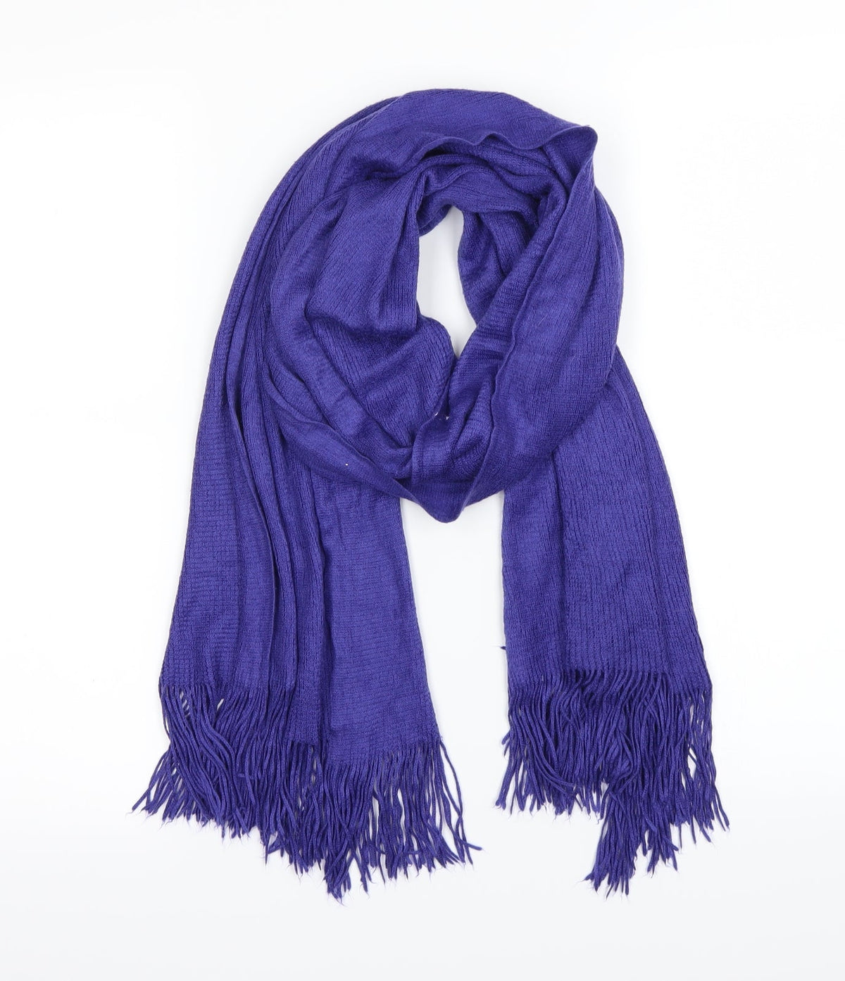 Front view of Preworn unisex blue scarf