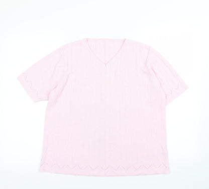 Womens UK Size 14 Preworn Pink Basic T-Shirt