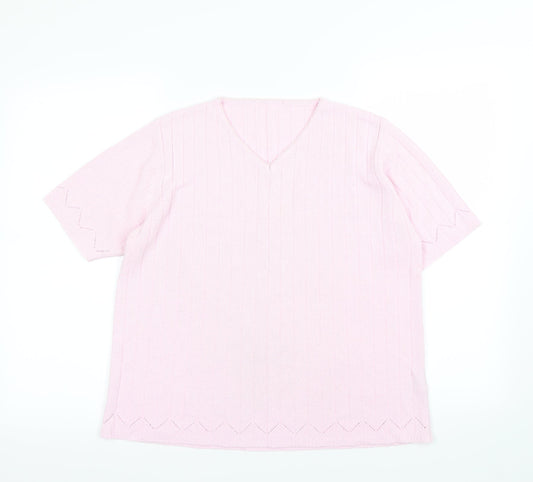 Womens UK Size 14 Preworn Pink Basic T-Shirt