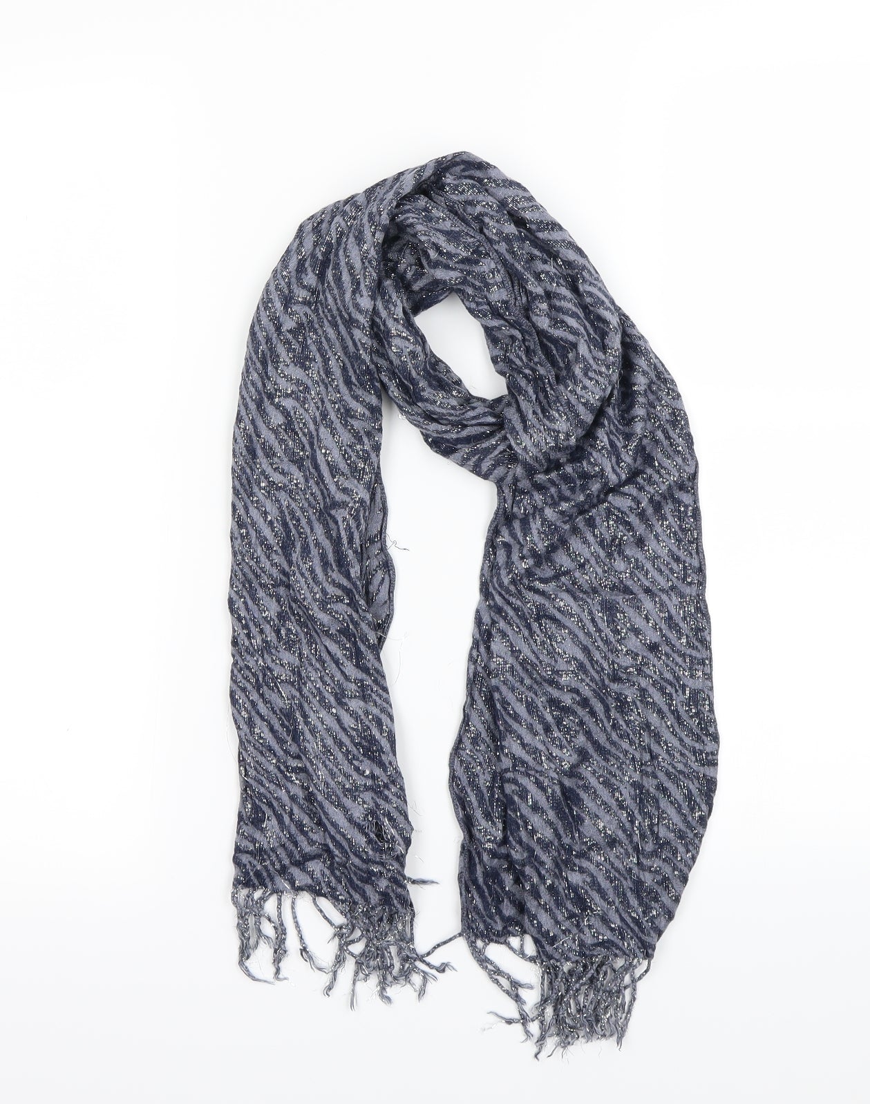 Preworn Unisex Blue Animal Print   Scarf