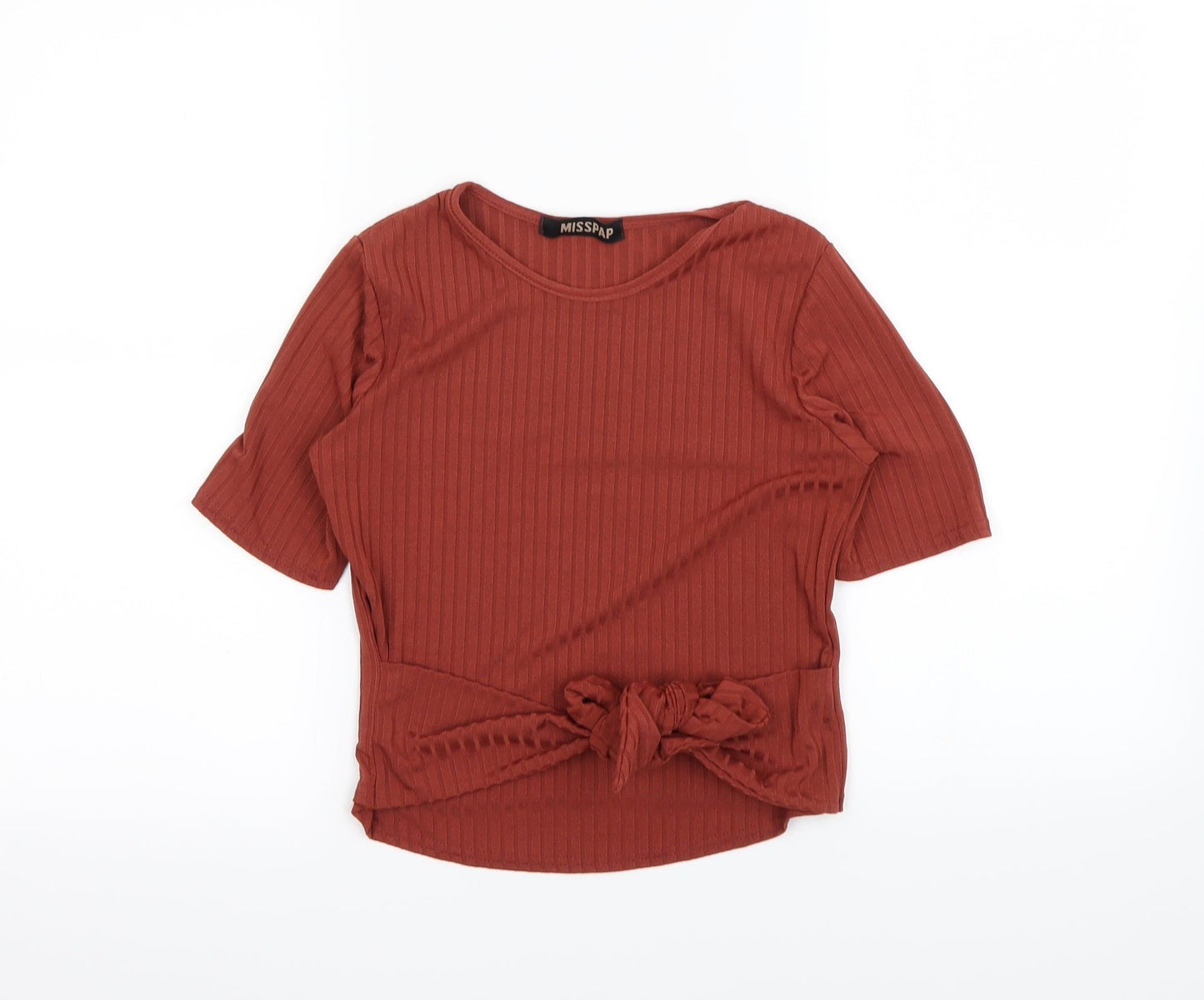 Womens UK Size 10 Misspap Brown Basic T-Shirt