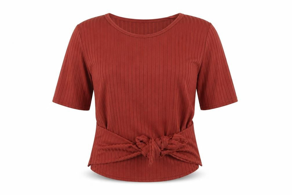 Womens UK Size 10 Misspap Brown Basic T-Shirt