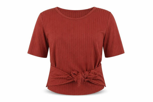 Womens UK Size 10 Misspap Brown Basic T-Shirt