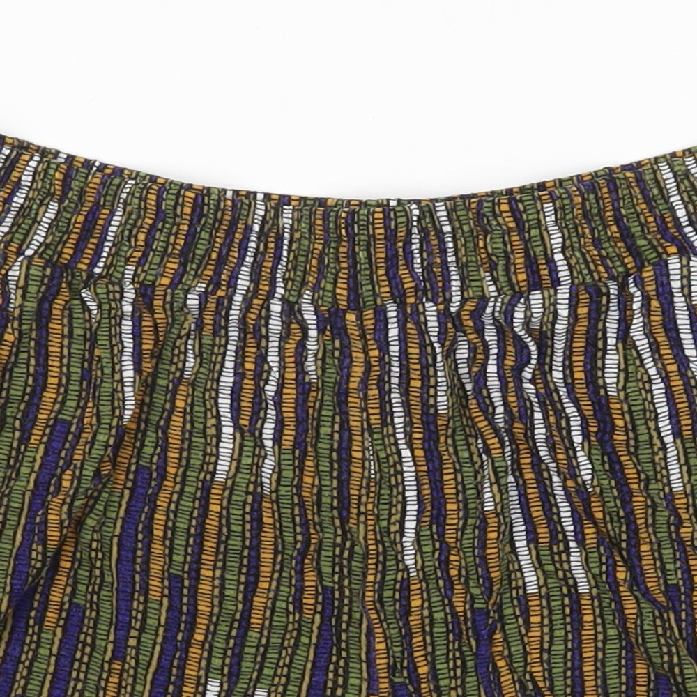 H&M Womens Green Striped  Hot Pants Shorts Size M