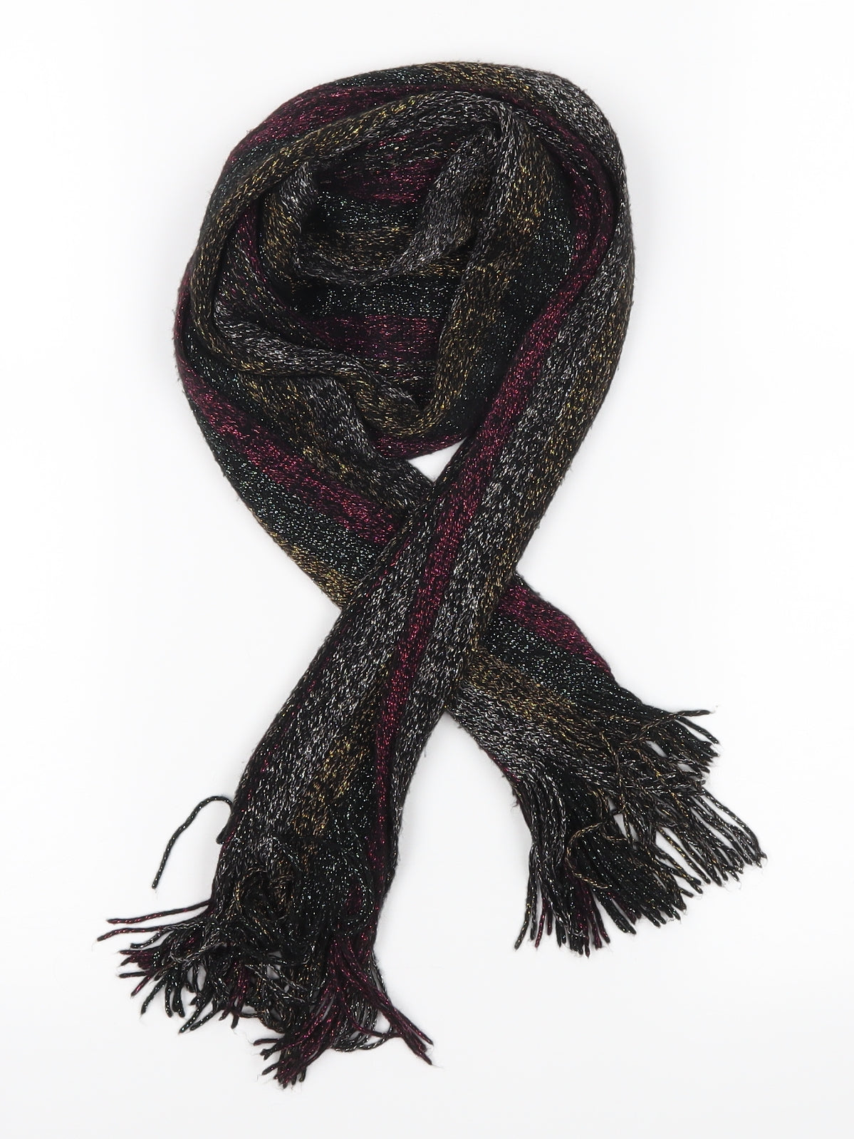 Preworn Womens Black    Scarf   - Metalic