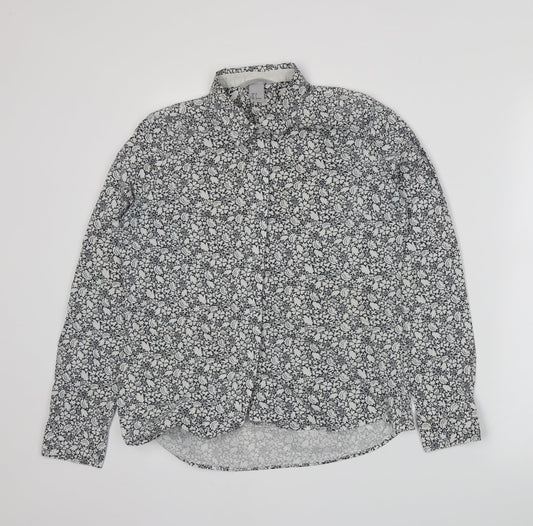 Womens UK Size 10 H&M Blue Basic Button-Up