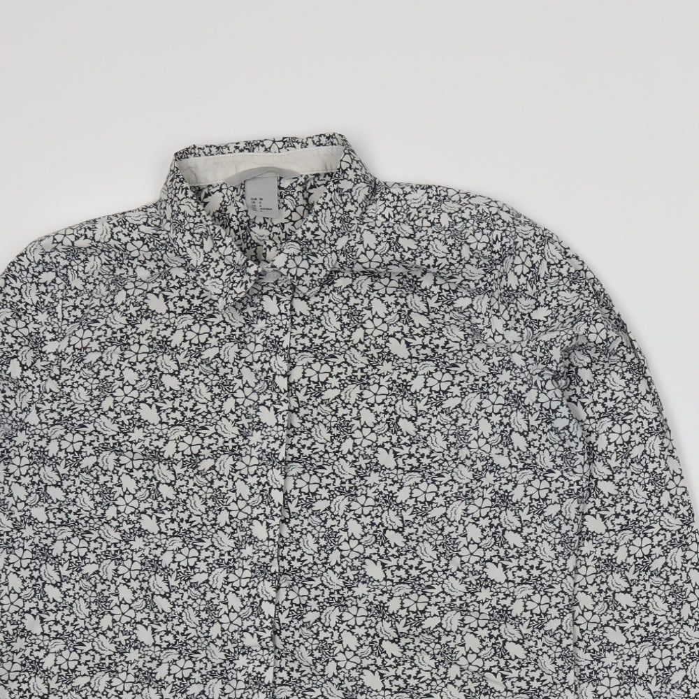 Womens UK Size 10 H&M Blue Basic Button-Up