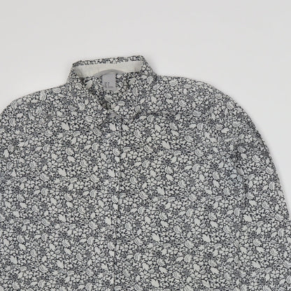 Womens UK Size 10 H&M Blue Basic Button-Up