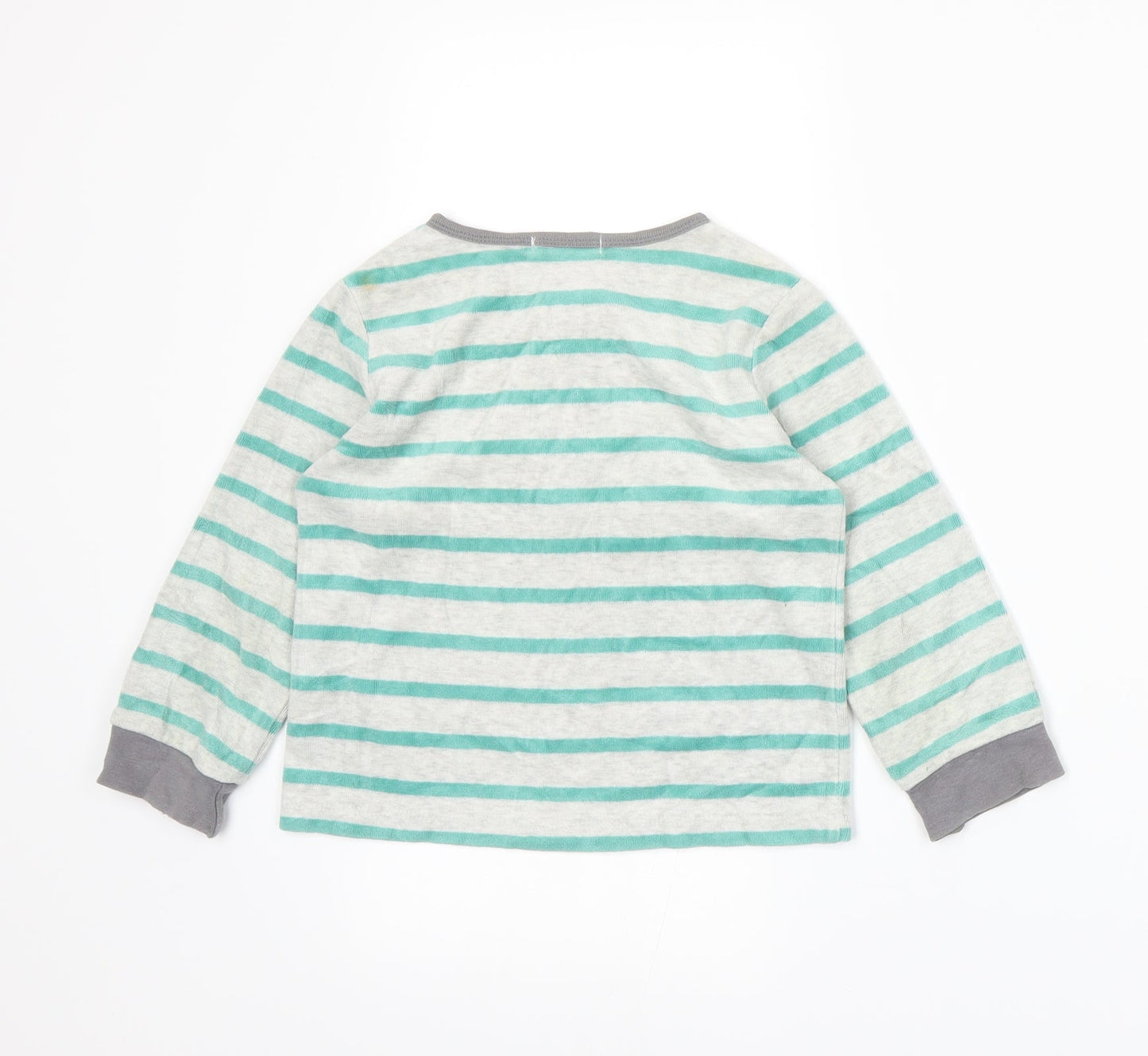 Monoprix Boys Green Striped  Basic T-Shirt Size 3 Years