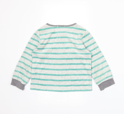 Monoprix Boys Green Striped  Basic T-Shirt Size 3 Years