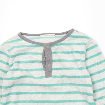 Monoprix Boys Green Striped  Basic T-Shirt Size 3 Years