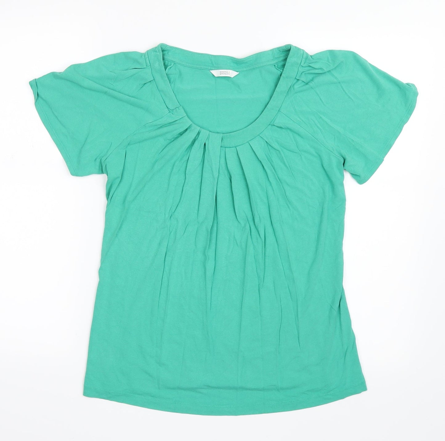 Womens UK Size 8 Marks and Spencer Green Basic T-Shirt