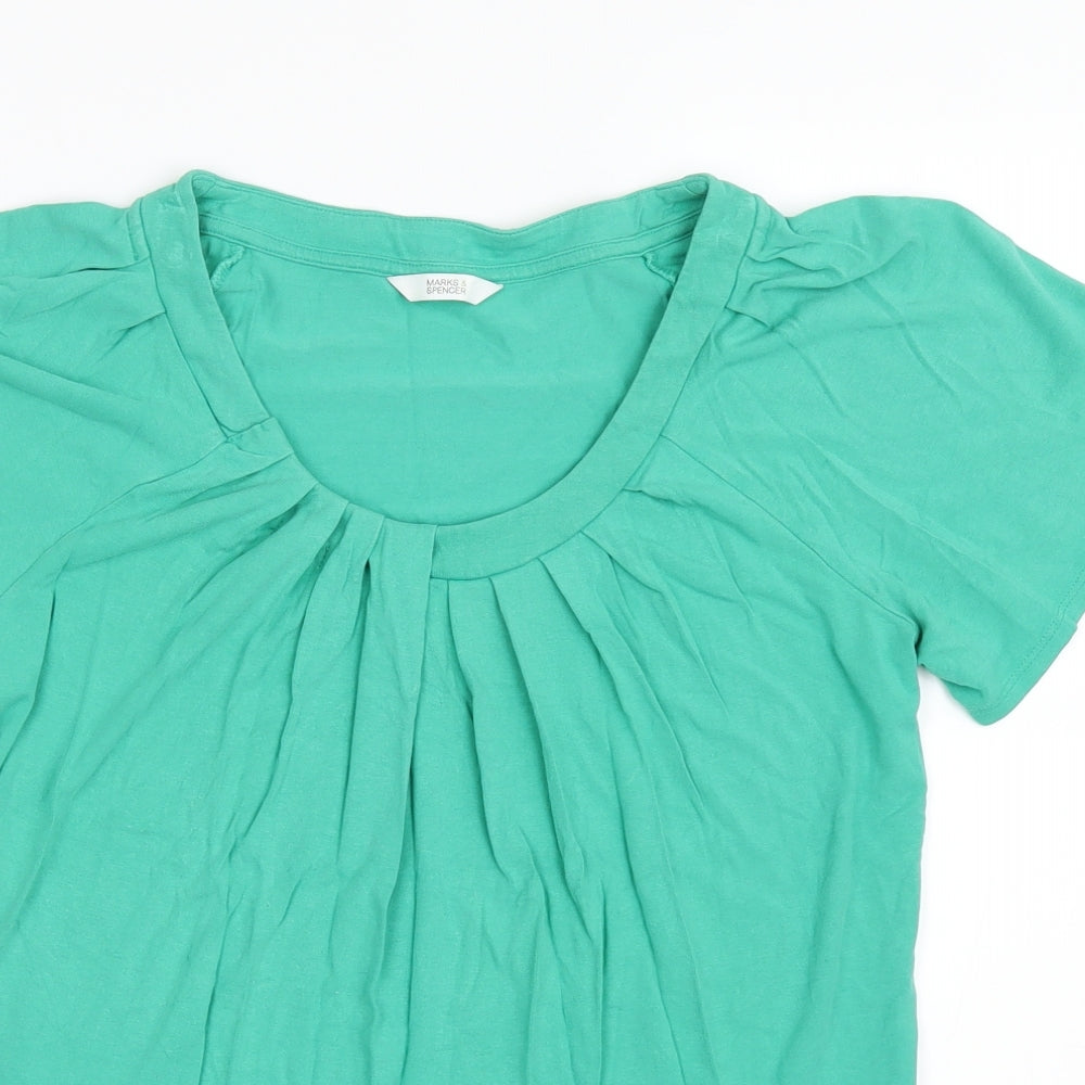 Womens UK Size 8 Marks and Spencer Green Basic T-Shirt