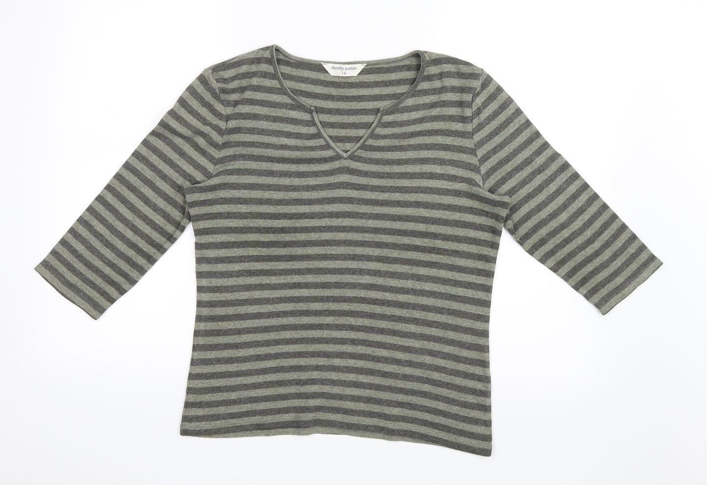 Dorothy Perkins Womens Green Striped Knit Pullover Jumper Size 14