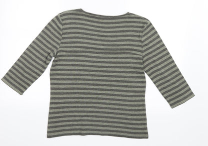 Dorothy Perkins Womens Green Striped Knit Pullover Jumper Size 14
