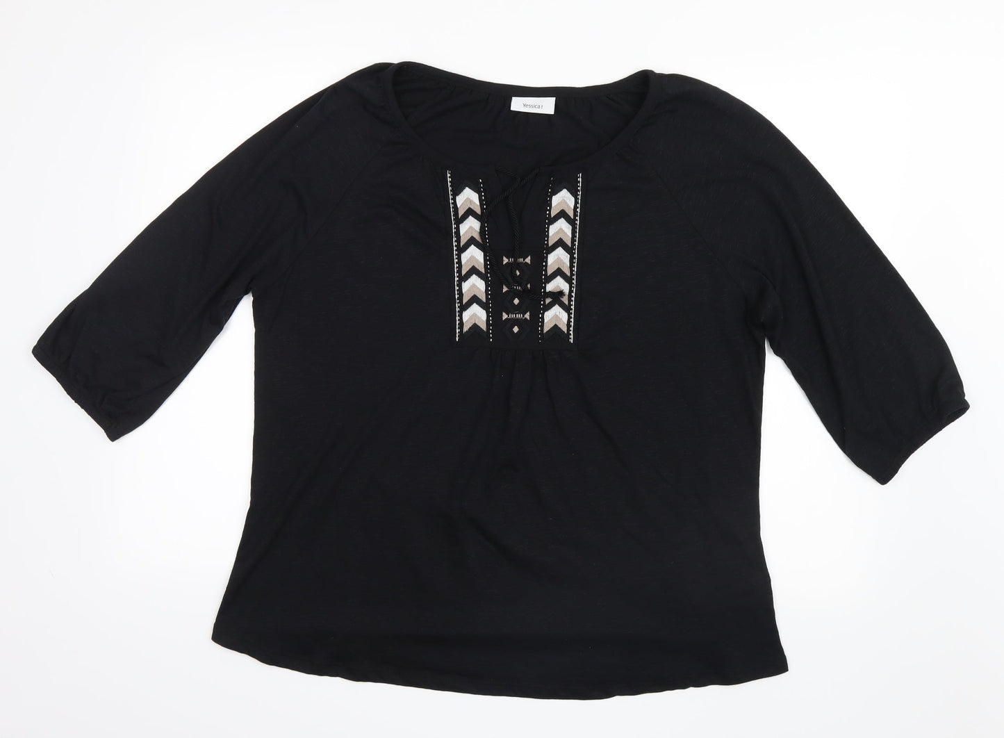 Womens UK Size XL Yessica Black Basic Blouse