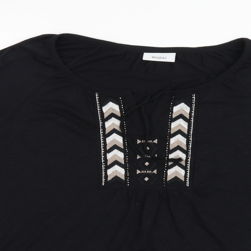 Womens UK Size XL Yessica Black Basic Blouse