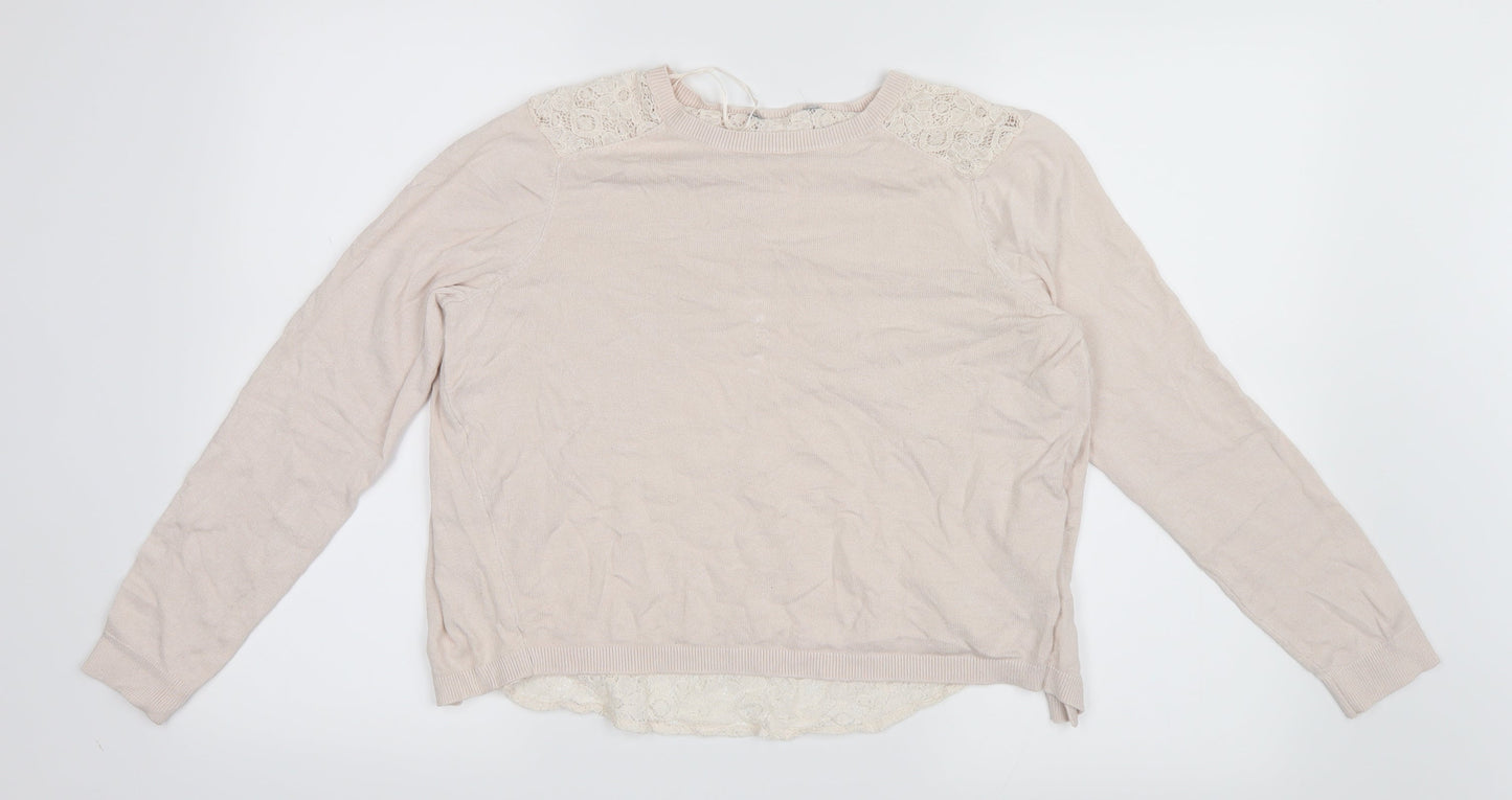 Dorothy Perkins Womens Pink  Knit Pullover Jumper Size 8  - Lace