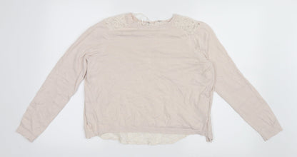 Dorothy Perkins Womens Pink  Knit Pullover Jumper Size 8  - Lace