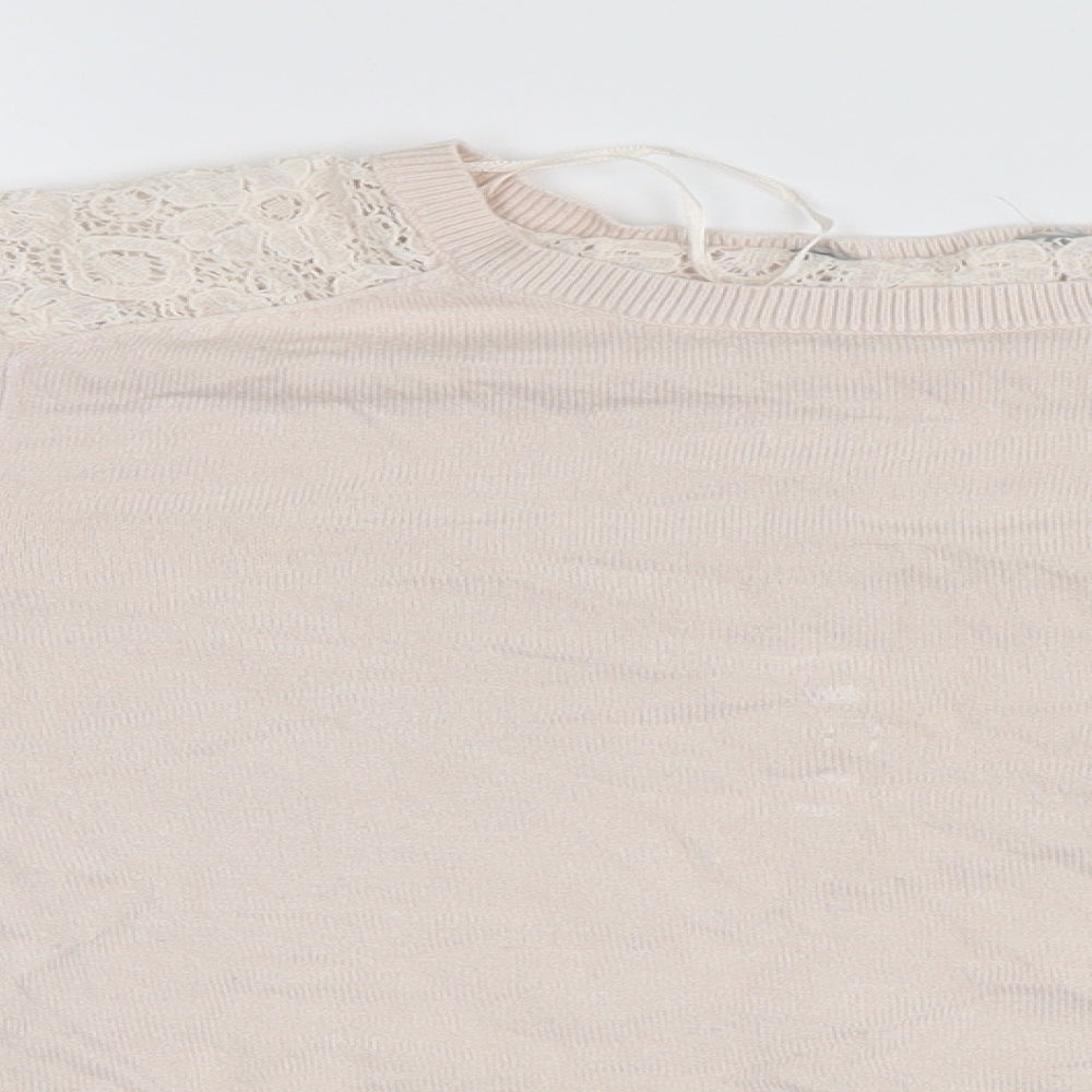 Dorothy Perkins Womens Pink  Knit Pullover Jumper Size 8  - Lace