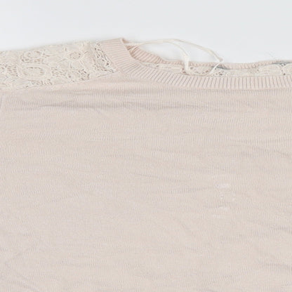 Dorothy Perkins Womens Pink  Knit Pullover Jumper Size 8  - Lace