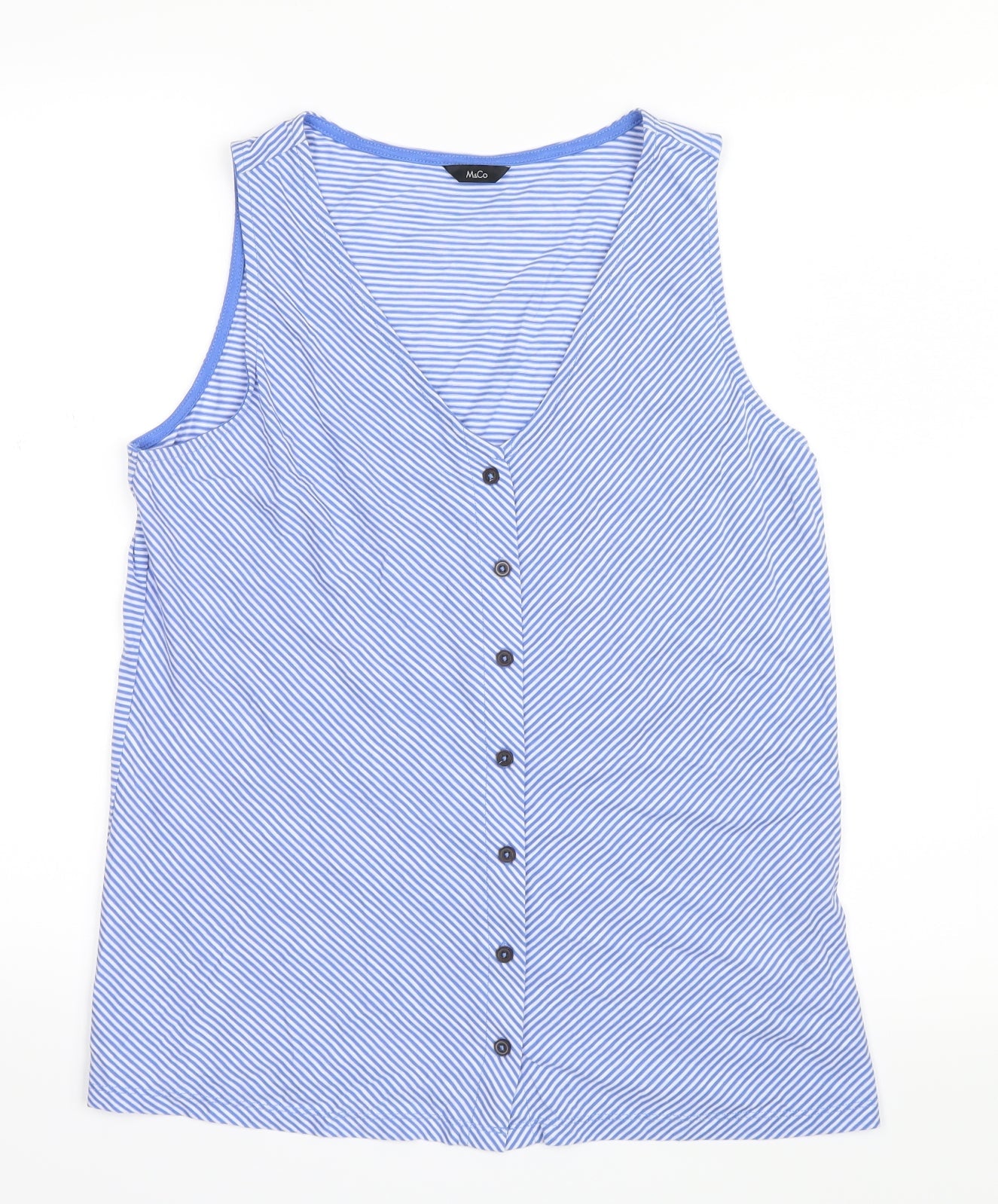 Womens UK Size 12 M&Co Blue Basic Button-Up