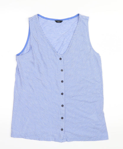 Womens UK Size 12 M&Co Blue Basic Button-Up