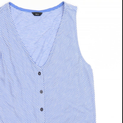 Womens UK Size 12 M&Co Blue Basic Button-Up