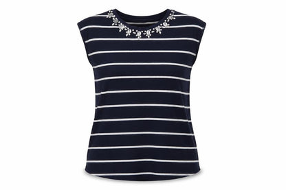 Crosshatch roads Womens Blue Striped  Basic T-Shirt Size S