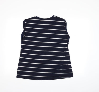 cross roads Womens Blue Striped  Basic T-Shirt Size S