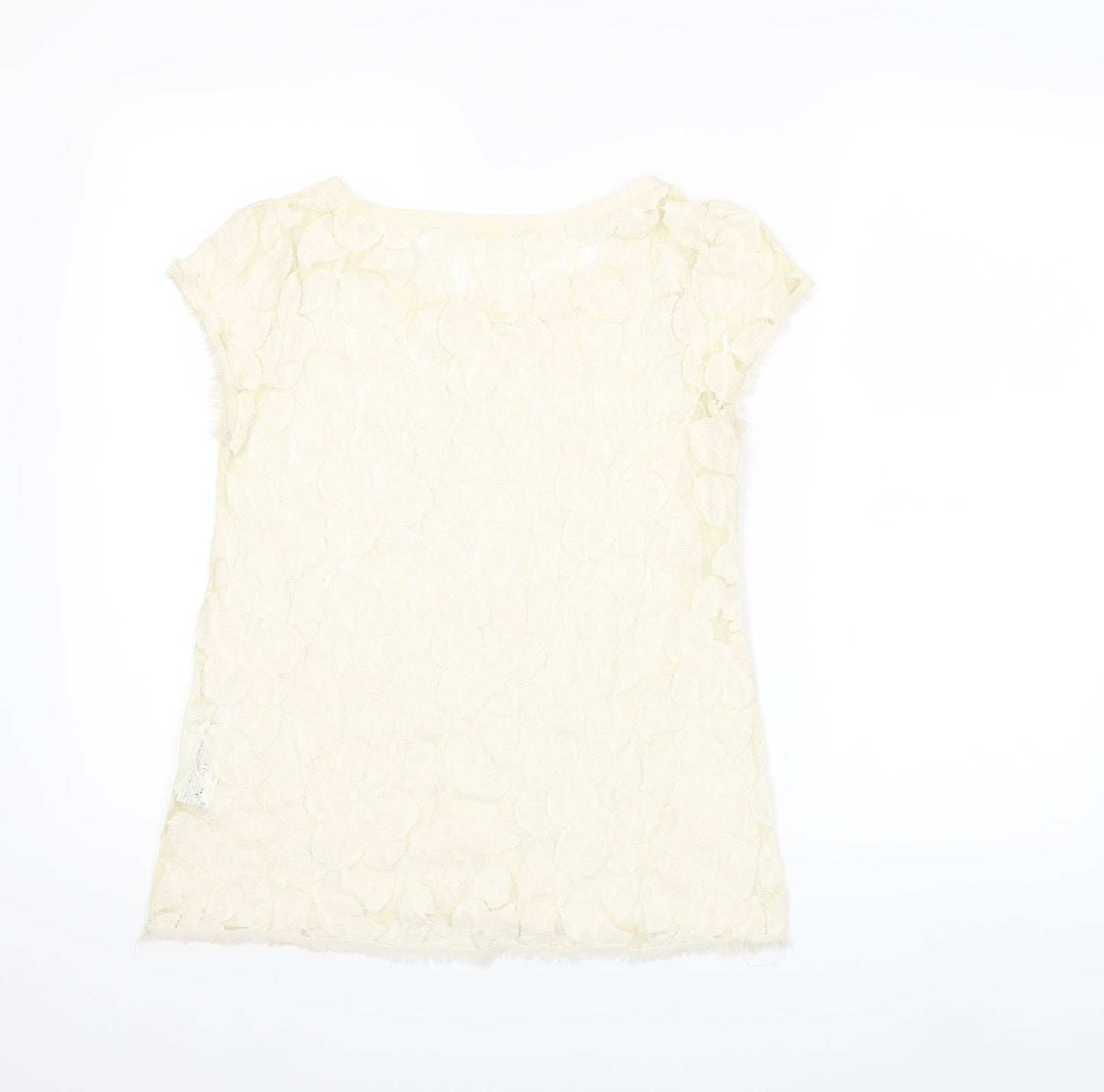 Womens UK Size M Zara Ivory Basic T-Shirt