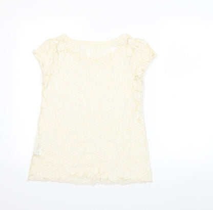 Womens UK Size M Zara Ivory Basic T-Shirt