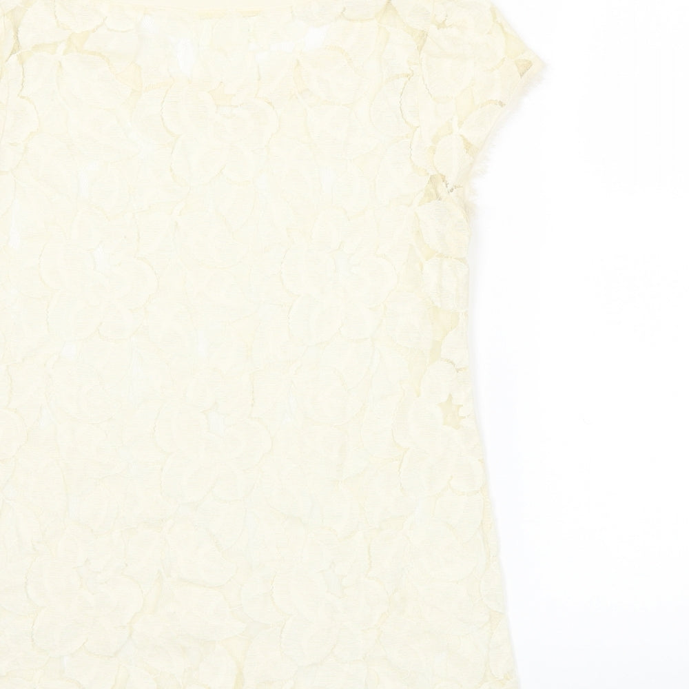 Womens UK Size M Zara Ivory Basic T-Shirt