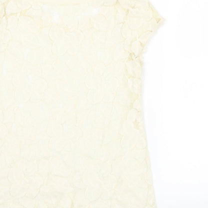 Womens UK Size M Zara Ivory Basic T-Shirt